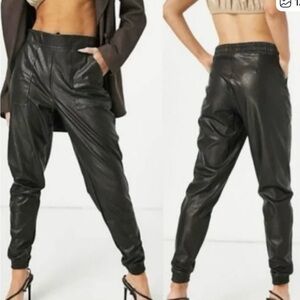Black Faux Leather Joggers SPANX woman’s 1X